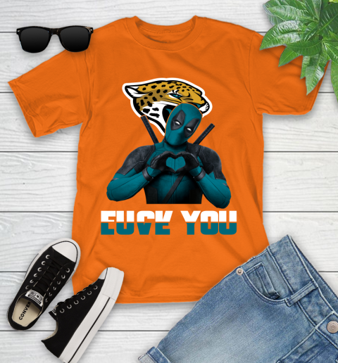 NHL Jacksonville Jaguars Deadpool Love You Fuck You Football Sports Youth T-Shirt 9