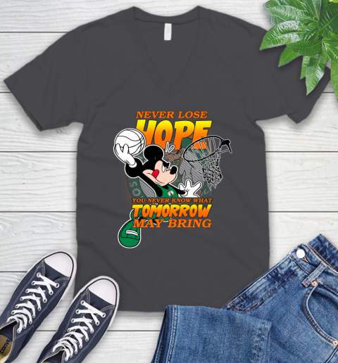 Boston Celtics NBA Basketball Mickey Disney Never Lose Hope V-Neck T-Shirt 4