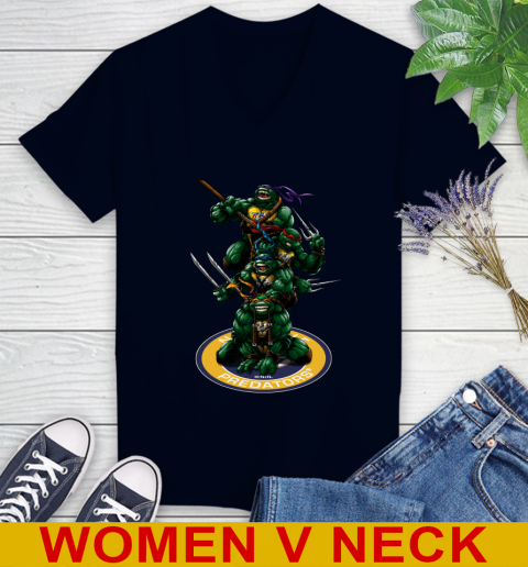 NHL Hockey Nashville Predators Teenage Mutant Ninja Turtles Shirt Women's V-Neck T-Shirt 3