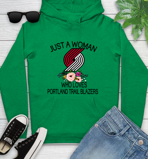 NBA Just A Woman Who Loves Portland Trail Blazers Basketball Sports Youth Hoodie 5