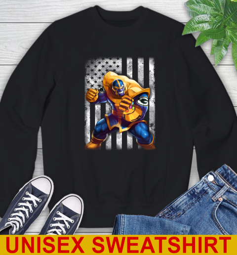 NFL Football Green Bay Packers Thanos Marvel American Flag Shirt Sweatshirt