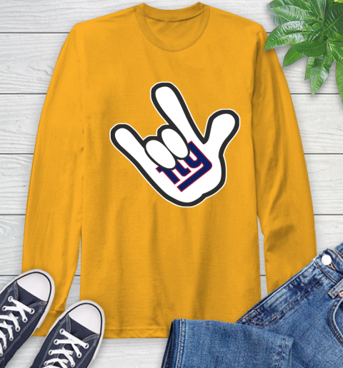 New York Giants NFL Football Mickey Rock Hand Disney Long Sleeve T-Shirt 3