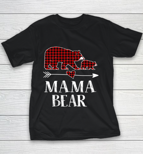 Mama Bear Christmas Pajama Red Plaid Buffalo Family Gift Youth T-Shirt