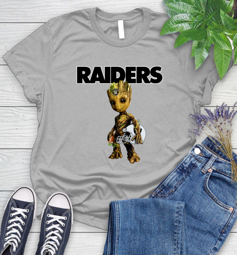 Oakland Raiders NFL Football Groot Marvel Guardians Of The Galaxy Women's T-Shirt 5