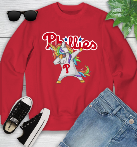 Philadelphia Phillies MLB Baseball Funny Unicorn Dabbing Sports Youth Sweatshirt 9