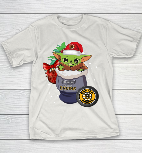 Boston Bruins Christmas Baby Yoda Star Wars Funny Happy NHL Youth T-Shirt 11