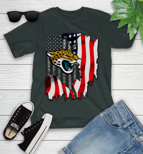 Jacksonville Jaguars NFL Football American Flag Youth T-Shirt 6