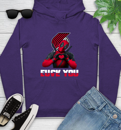 NBA Portland Trail Blazers Deadpool Love You Fuck You Basketball Sports Youth Hoodie 5