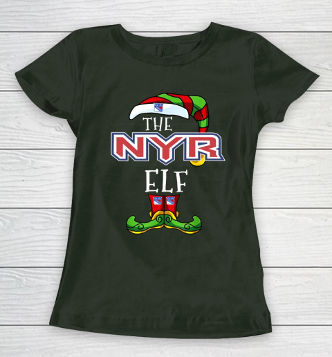 New York Rangers Christmas ELF Funny NHL Women's T-Shirt 4