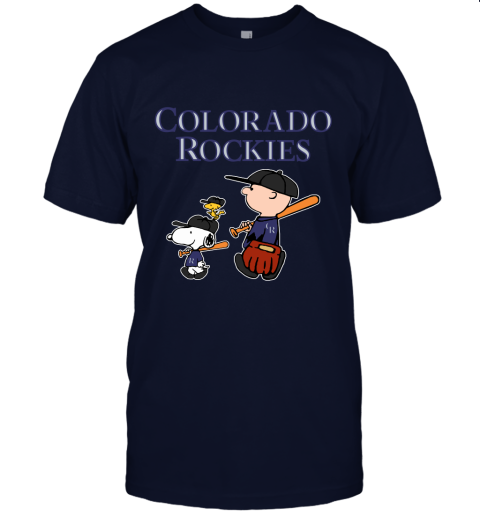 Colorado Rockies Let's Play Baseball Together Snoopy MLB Unisex Jersey Tee