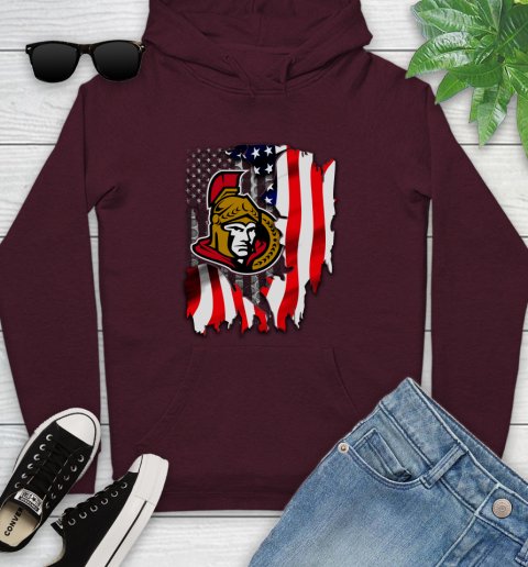 Ottawa Senators NHL Hockey American Flag Youth Hoodie 7