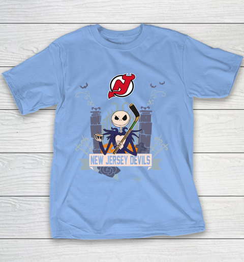 NHL New Jersey Devils Hockey Jack Skellington Halloween Youth T-Shirt 8