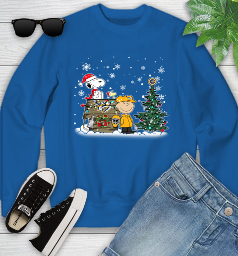 NHL Nashville Predators Snoopy Charlie Brown Woodstock Christmas Stanley Cup Hockey Youth Sweatshirt 7