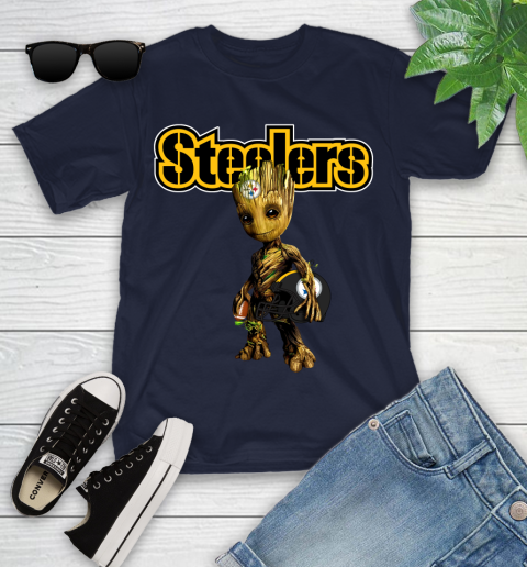 Pittsburgh Steelers NFL Football Groot Marvel Guardians Of The Galaxy Youth T-Shirt 3