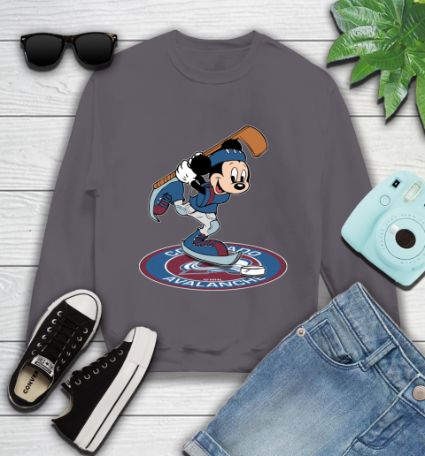 NHL Hockey Colorado Avalanche Cheerful Mickey Disney Shirt Youth Sweatshirt 5