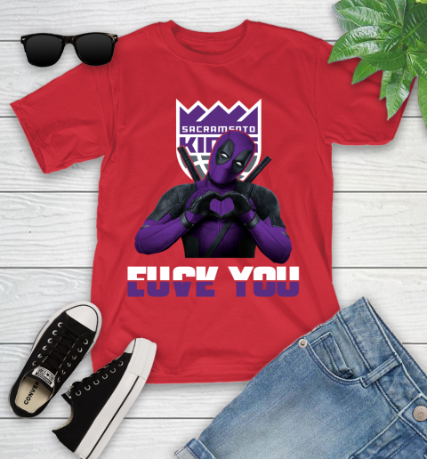 NBA Sacramento Kings Deadpool Love You Fuck You Basketball Sports Youth T-Shirt 13