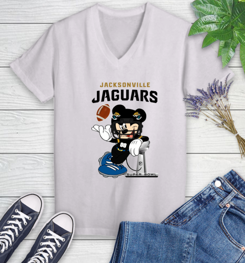 NFL Jacksonville Jaguars Mickey Mouse Disney Super Bowl Football T Shirt Women's V-Neck T-Shirt