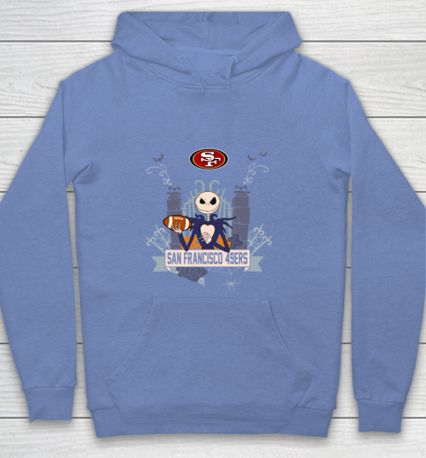 NFL San Francisco 49ers Football Jack Skellington Halloween Youth Hoodie 8
