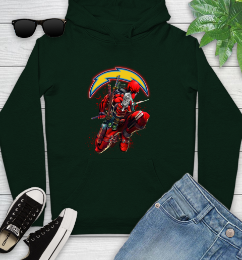 NFL Deadpool Marvel Comics Sports Football Los Angeles Chargers Youth Hoodie 13