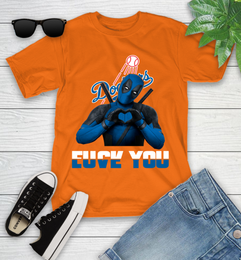 MLB Los Angeles Dodgers Deadpool Love You Fuck You Baseball Sports Youth T-Shirt 9