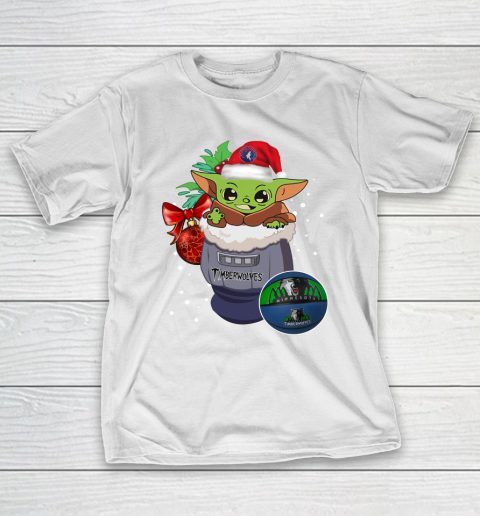Minnesota Timberwolves Christmas Baby Yoda Star Wars Funny Happy NBA T-Shirt 3