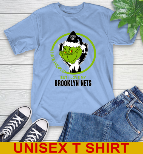 Brooklyn Nets NBA Christmas Grinch I Hate People But I Love My Favorite Basketball Team T-Shirt 11
