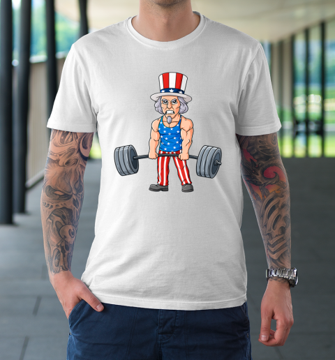4th Of July Uncle Sam Weightlifting Funny Deadlift Fitness T-Shirt