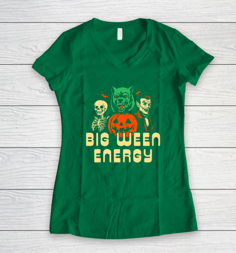 Funny Halloween Big Ween Energy Women's V-Neck T-Shirt 3