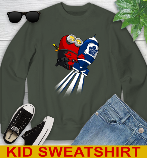 NHL Hockey Toronto Maple Leafs Deadpool Minion Marvel Shirt Youth Sweatshirt 8