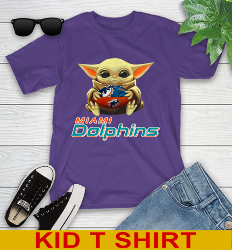 NFL Football Miami Dolphins Baby Yoda Star Wars Shirt Youth T-Shirt 4