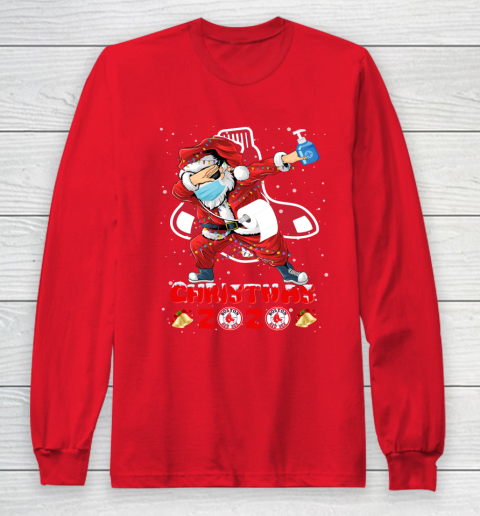 Boston Red Sox Funny Santa Claus Dabbing Christmas 2020 MLB Long Sleeve T-Shirt 7