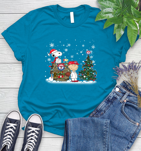 MLB Washington Nationals Snoopy Charlie Brown Christmas Baseball Commissioner's Trophy Women's T-Shirt 10