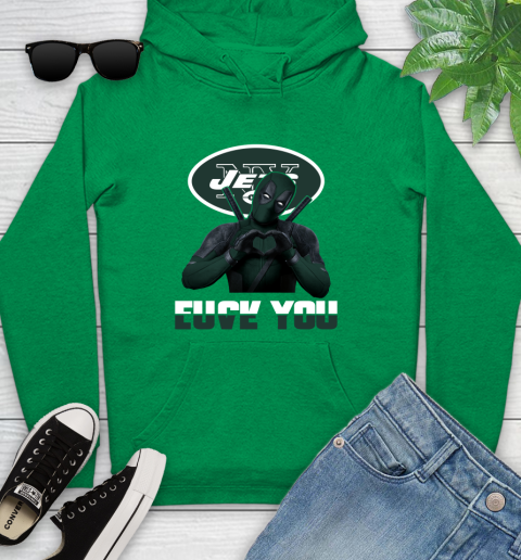 NHL New York Jets Deadpool Love You Fuck You Football Sports Youth Hoodie 9