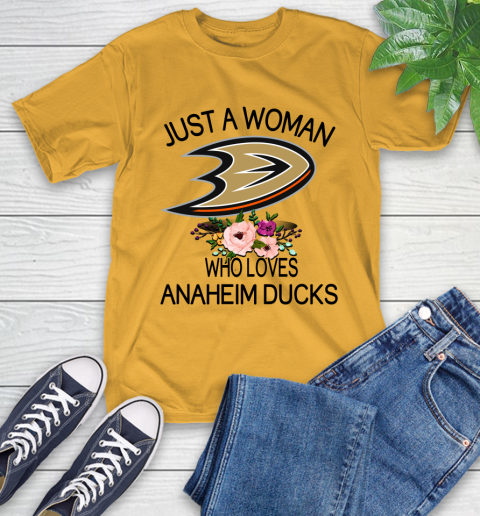 NHL Just A Woman Who Loves Anaheim Ducks Hockey Sports T-Shirt 2
