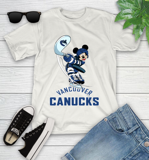 NHL Hockey Vancouver Canucks Cheerful Mickey Mouse Shirt Youth T-Shirt 2