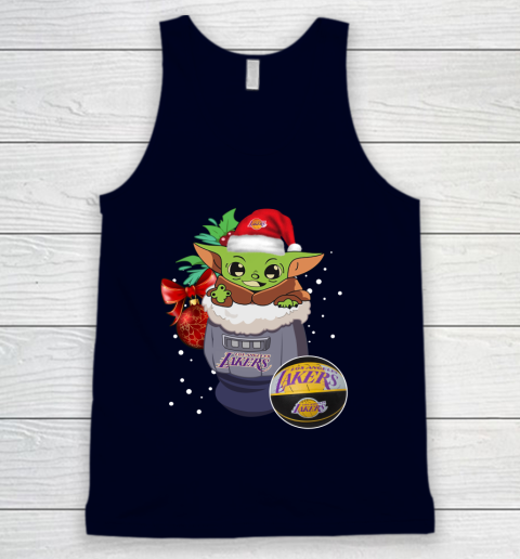 Los Angeles Lakers Christmas Baby Yoda Star Wars Funny Happy NBA Tank Top 3