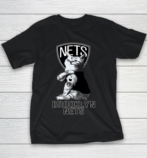 NBA Basketball My Cat Loves Brooklyn Nets Youth T-Shirt