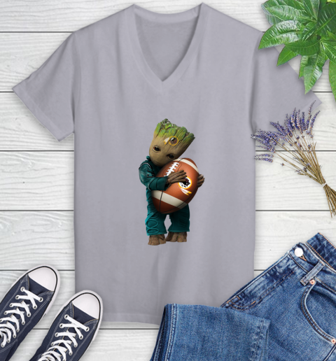NFL Groot Guardians Of The Galaxy Football Sports Washington Redskins Women's V-Neck T-Shirt 4