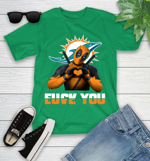 NHL Miami Dolphins Deadpool Love You Fuck You Football Sports Youth T-Shirt 8