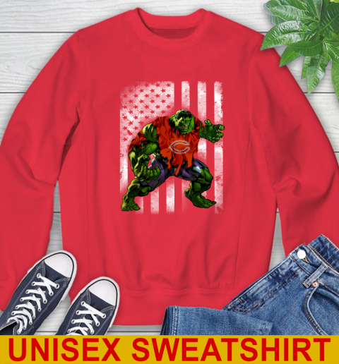 Chicago Bears Hulk Marvel Avengers NFL Football American Flag Sweatshirt 12
