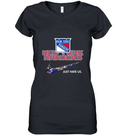 NHL Team New York Rangers x Nike Just Hate Us Hockey Women's V-Neck T-Shirt