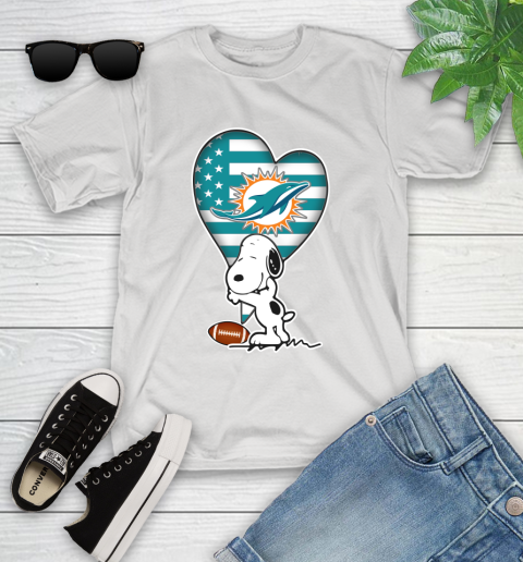 Miami Dolphins NFL Football The Peanuts Movie Adorable Snoopy Youth T-Shirt