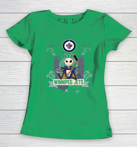 NHL Winnipeg Jets Hockey Jack Skellington Halloween Women's T-Shirt 5