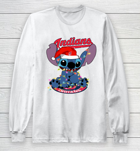 Cleveland Indians MLB noel stitch Baseball Christmas Long Sleeve T-Shirt