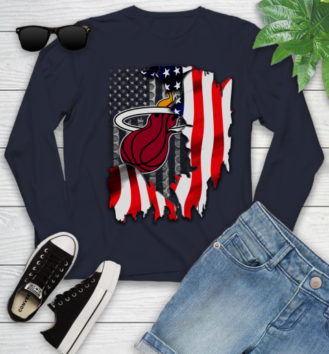 Miami Heat NBA Basketball American Flag Youth Long Sleeve 2