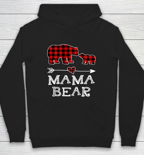 Mama Bear Christmas Pajama Red Plaid Buffalo Hoodie
