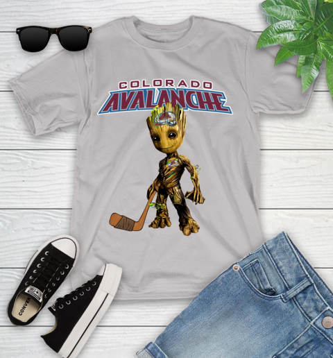 Colorado Avalanche NHL Hockey Groot Marvel Guardians Of The Galaxy Youth T-Shirt 12