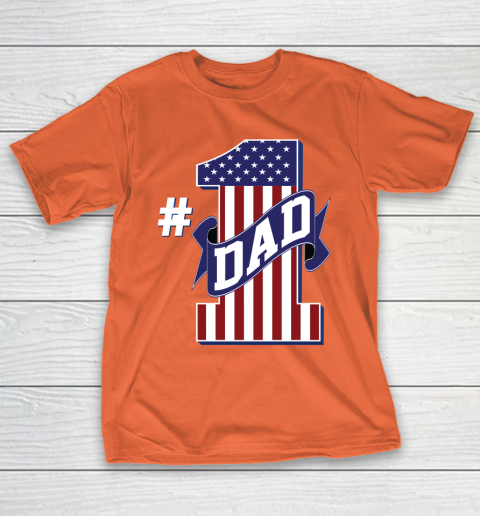 Number 1 Dad #1 Dad American Flag T-Shirt 14