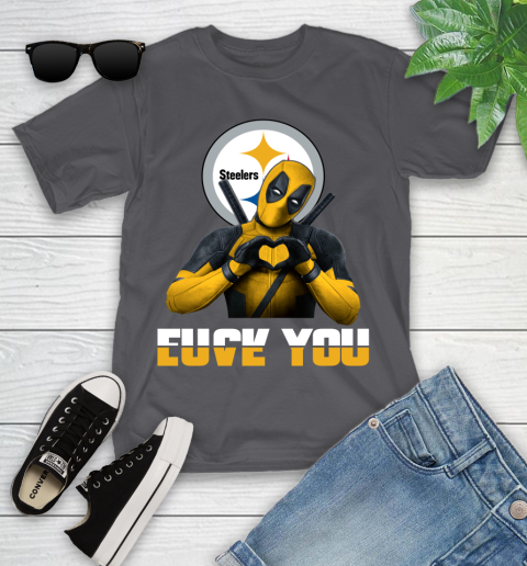NHL Pittsburgh Steelers Deadpool Love You Fuck You Football Sports Youth T-Shirt 6