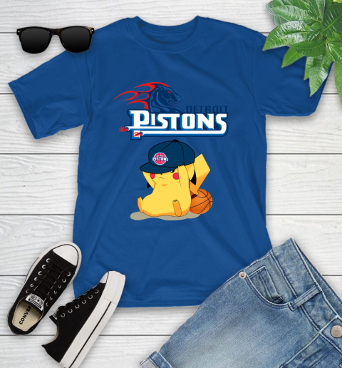 NBA Pikachu Basketball Sports Detroit Pistons Youth T-Shirt 9